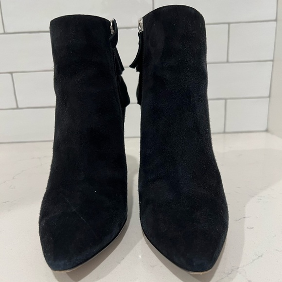 Moschino Suede Ruffle Boot Booties. Black. Size 9. Includes Box. EUC. - Picture 3 of 14